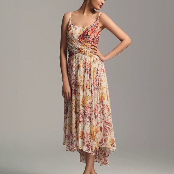 HTF By Anthropologie Ruched Square-Neck Dress